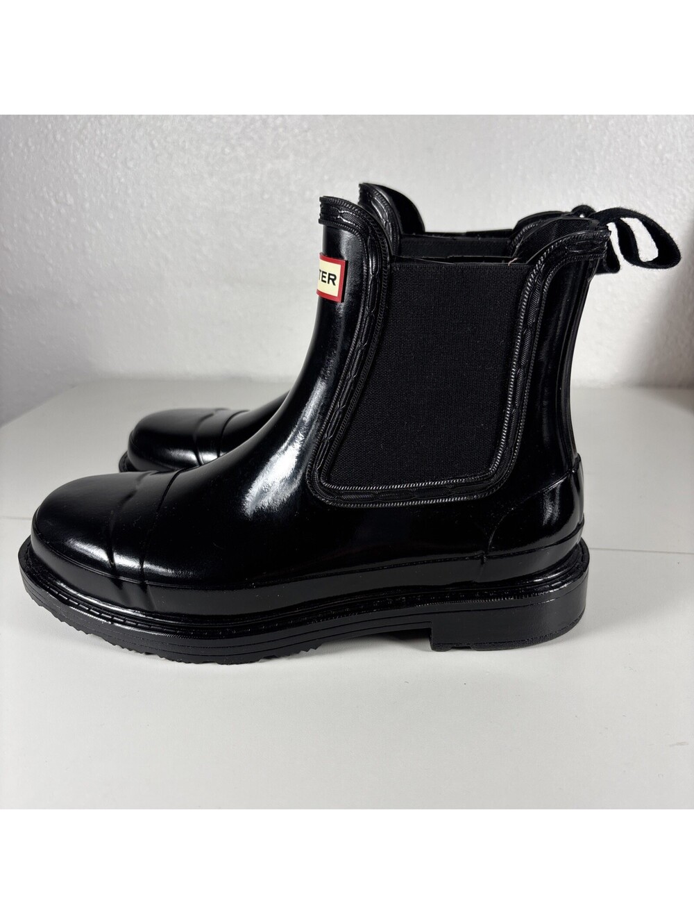 Hunter Womens Boots Original Chelsea Rubber Gloss Black 38 EU 7 Us - Picture 4 of 9